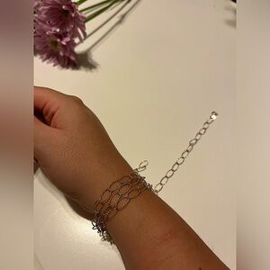 Diamond cut sterling silver long oval chain necklace